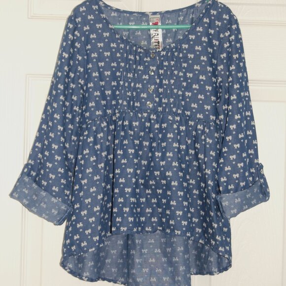 NWOT Beautees Girls Size L, Summer Dress, Blue with White Bowties & Hear… - Picture 7 of 14